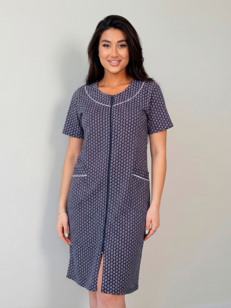 Халат женский кулирка на молнии "ОЧАРОВАНИЕ" РОЗОВЫЙ